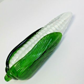 Vintage Retro Murano Style White Corn Studio Art Glass Hand Blown Vegetable 7 "