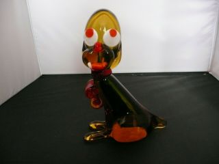 Large Vintage Murano Brown Orange Art Glass Comical Dog 7 Inches