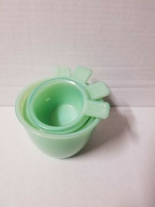 4 Jade Green Glass Measuring Cups