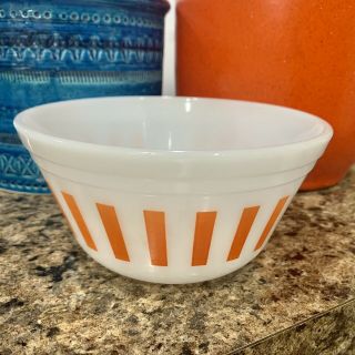 Vintage Federal Glass Orange Stripe 6” Mixing Bowl