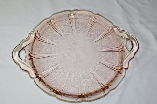 Vintage Pink Sandwich Plate by Jeanette Glass Co. ,  Cherry Blossom 2