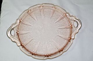 Vintage Pink Sandwich Plate by Jeanette Glass Co. ,  Cherry Blossom 3