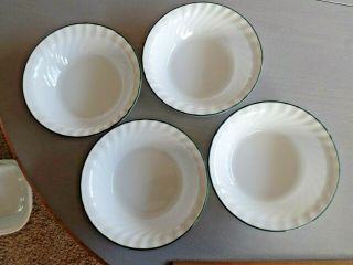 Set Of 4 Corelle By Corning Callaway Ivy Pattern Soup / Salad Bowls 7” Green Rim