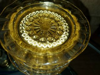 Vintage Yellow Depression Glass Coasters - Set Of 8 Yellow Center Clear Rim