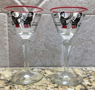 2 Vintage Libbey Pickwick Liquor Cocktail Glasses,  