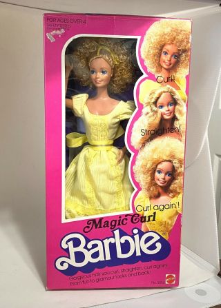 Vintage 1981 Mattel Magic Curl Barbie Doll W Hair Straightener Pack 3856 Nrfb