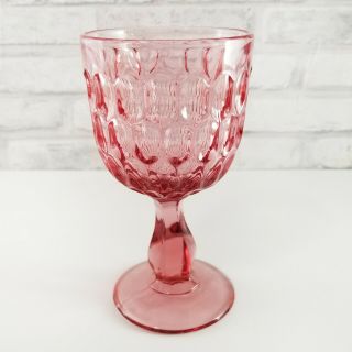 Fenton Colonial Pink Thumbprint Stemmed Water Goblet 6 5/8 " Honeycomb