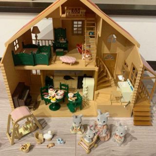 Sylvanian Families Big House With Red Roof Furniture Doll Set 2