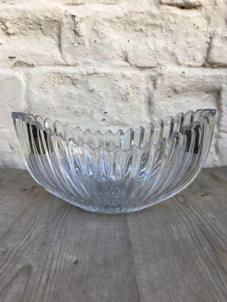 Vintage Sowerby Clear Boat Shaped Ridged Sawtooth Edge Pressed Glass Dish/bowl
