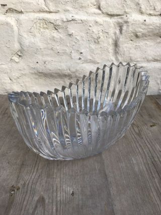Vintage Sowerby Clear Boat Shaped Ridged Sawtooth Edge Pressed Glass Dish/Bowl 2
