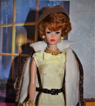 Vintage Titian Bubblecut Barbie " Peachy Fleecy & Silk Sheath " 915 Complete