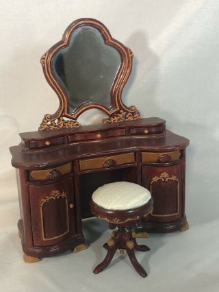 Dollhouse Miniature 1:12 Scale Bespaq Dressing Table And Seat For Bedroom