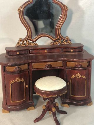 Dollhouse Miniature 1:12 Scale Bespaq Dressing Table And Seat For Bedroom 3