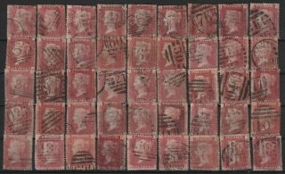 Gb Queen Victoria Penny Red Plates Stamps X 45