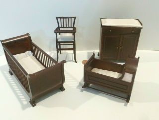 Bespaq Dollhouse Miniature Baby Bliss Furniture Set 4 Pc.  10060 - 63 Mh Pink