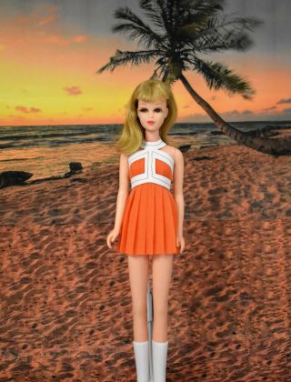 Handmade Ooak For Vintage No Bangs Francie Barbie Doll Dress Swimsuit Reserved