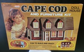 Htf Vintage 1979 Skilcraft " Cape Cod " Dollhouse And Furniture Kit Unstarted