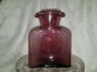 Blenko Amethyst Purple Glass Double Spout Pitcher Decanter Water Carafe