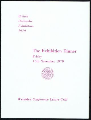 1979 British Philatelic Exhibition Dinner Menu With Orange £1 Miniature Sheet