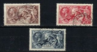 Great Britain : Seahorses - Set Of 3 With Circular Cancellations Fine 1934.