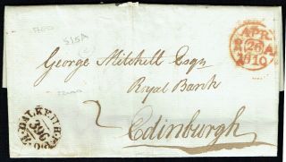 1810 El Dalkeith To Edinburgh Scotland With Fine Dalkeith P.  P.  O.  396 Hs