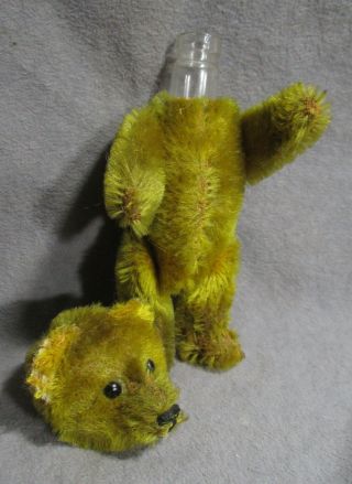 Antique/vintage Schuco Miniature 5 " Golden Brown Mohair Bear - Perfume Holder