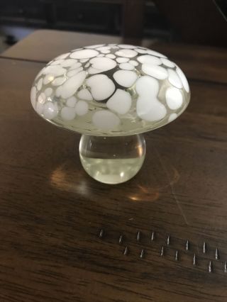 Vintage Clear With White Spots Glass Mushroom