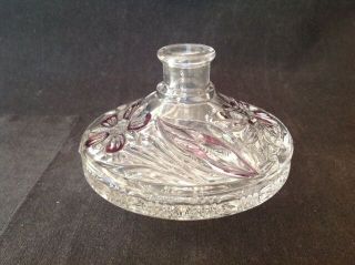 Vintage Moulded Floral Motif Glass Bud Vase 8cm Tall X 11cm Diameter