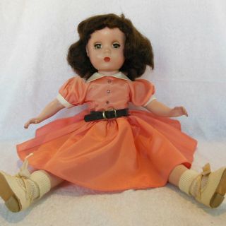 Vintage Madame Alexander 14 " Maggie Face Hard Plastic Doll In Tagged Coral Dress