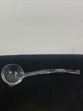 Vintage Hand Blown Clear Glass Punch Bowl Ladle With Pour Spout