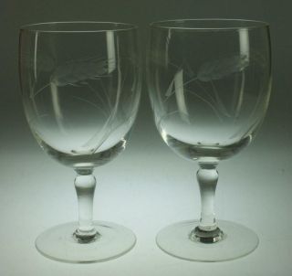 Etched Crystal Wheat Or Barley Sheaf Design Wine Glasses Cs130