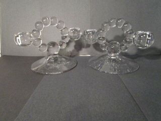 Imperial Candlewick Glass - Double Candle Holder Pair - Vintage Elegant