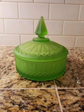 Vintage Indiana Glass Lime Green Candy Dish