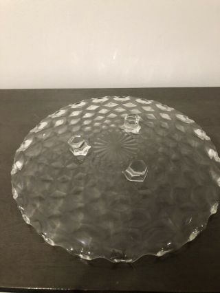 Vintage American Fostoria Clear 3 Footed 12” Round Cake Plate Cube Pattern 3