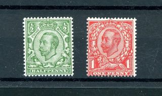 1912 Downey Head 1/2d And 1d Sg 346/350 (2) Unmounted (n710)