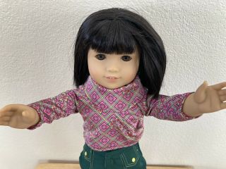 Asian American Girl Doll Ivy Ling W/ Meet Blouse Pants,  Black Hair Pierced Ears