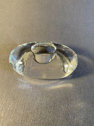 Vintage Orrefors Crystal Votive Candle Holder Oval Heavy Glass Sweden Mcm