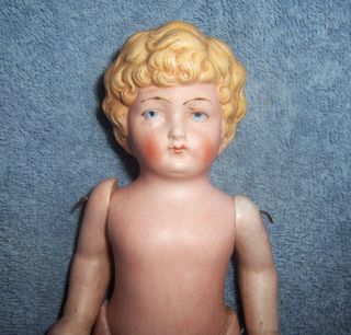 Wonderful Antique Vintage German All Porcelain Bisque Boy Doll 7.  25 " Molded Hair