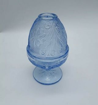 Vintage Tiara Glassware Light Blue 2 Piece Fairy Lamp Or Glo Lamp 5 3/4” High