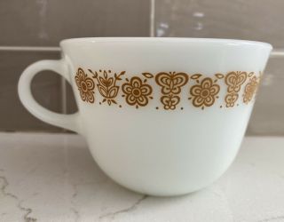 Vintage Pyrex Butterfly Gold Coffee Tea Cup Handle Milk Glass Durable