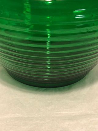 Vintage Emerald Green Glass Beehive Ribbed Planter Vase 2