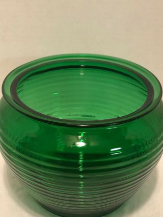 Vintage Emerald Green Glass Beehive Ribbed Planter Vase 3