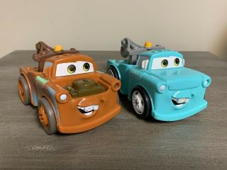 Disney Pixar Cars Mater Shake N Go Brown & Retro Blue Talking Mattel 05’