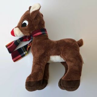 Dan Dee Rudolph The Red Nose Reindeer Stuffed Plush Plaid Scarf Euc Christmas