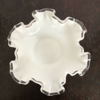Vintage Fenton Hobnail Dish - Art Glass Clear And White Opalescent 6 " Across
