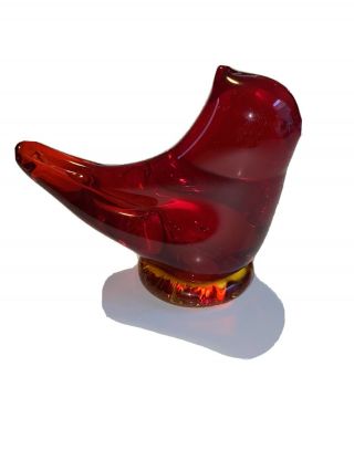 Vintage 1997 Cardinal Of Love Ruby Red Amberina Titan Art Glass Signed W Ward