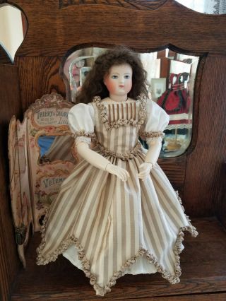 Antique Style Silk Dress,  Cape For Your 14 - 15 " Huret/barrois/french Fashion Doll