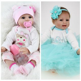 22 " Realistic Reborn Dolls Baby Twins Lifelike Vinyl Silicone Toddler Girls Xmas
