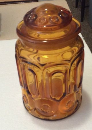Le Smith Moon And Stars 2 Piece Amber Glass Canister