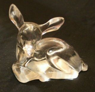 Vintage Fenton Clear And Frosted Glass Baby Deer Paperweight